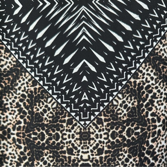 ASTR Sleeveless Leopard Boho Sheath Geometric Maxi Dress Brown Black Large - Picture 10 of 12